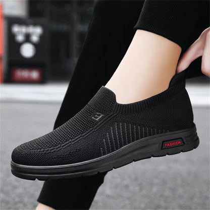 Slip on Mens Shoes Mens Classic Nylon Sneaker Fashion Summer and Autumn Men Sneakers Fly Woven Mesh Flat Slip on Comfortable 44