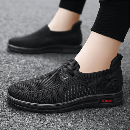 Slip on Mens Shoes Mens Classic Nylon Sneaker Fashion Summer and Autumn Men Sneakers Fly Woven Mesh Flat Slip on Comfortable 44