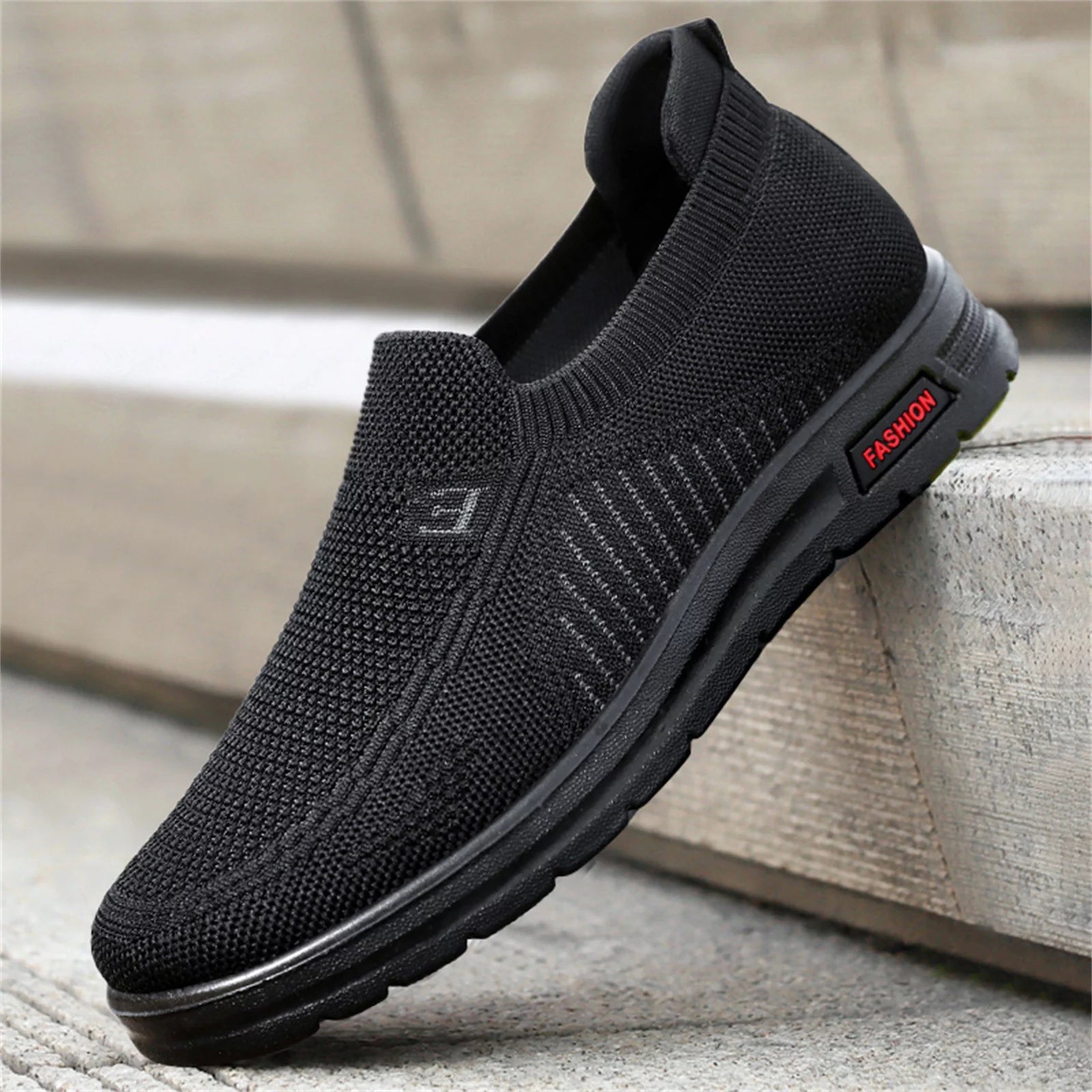 Slip on Mens Shoes Mens Classic Nylon Sneaker Fashion Summer and Autumn Men Sneakers Fly Woven Mesh Flat Slip on Comfortable 44